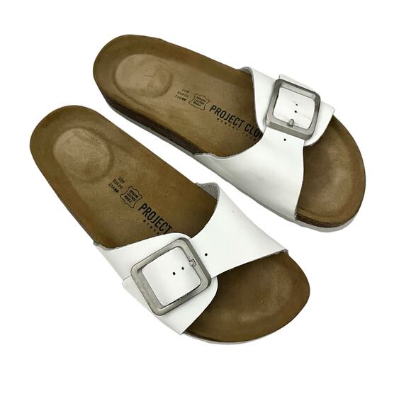 Project clouds Ibiza Sandals Leather Slides White Comfort Coastal Grandma shoes - Picture 2 of 8